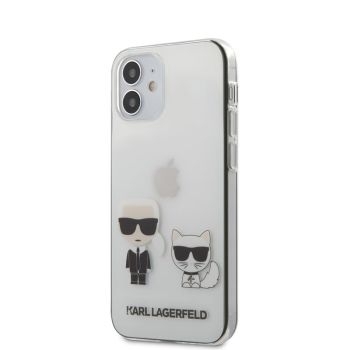 Markowy Hard Case Karl Lagerfeld Ikonik+Choupette Apple iPhone 12 Mini Przezroczysty - 187086