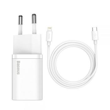 Ładowarka sieciowa 1xUSB Typ C Baseus Super Si 1C QC PD 20W 3A + Kabel USB Typ C na iPhone Lightning Biały - 145518