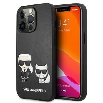 Markowy Hard Case Karl Lagerfeld Leather Karl & Choupette Embossed Apple iPhone 13 Pro Max Czarny - 187345