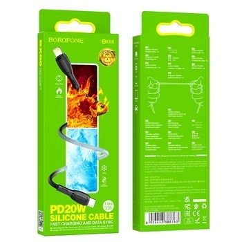 Kabel USB Typ C na iPhone Lightning Borofone BX86 Advantage PD 20W 1m Czarny - 155412
