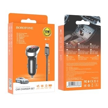 Ładowarka samochodowa 2xUSB Borofone BZ15 Auspicious 2,4A + Kabel Micro USB Czarny - 164594