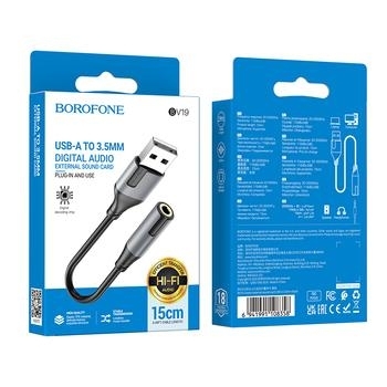 Adapter Audio USB na Jack 3,5mm Borofone BV19 Creator Czarny - 167108