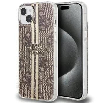 Markowy Hard Case Guess 4G Gold  Stripe Apple iPhone 15 Plus Brązowy - 201773