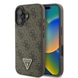 Markowy Hard Case Guess PU Leather 4G Triangle Strass Apple iPhone 16 Brązowy - 201733