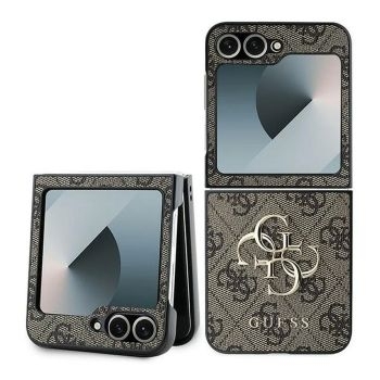 Markowy Hard Case Guess PU 4G Leather Metal Logo Samsung Galaxy Z Flip 6 Brązowy - 201747