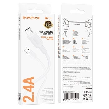 Kabel USB Micro USB Borofone BX111 Feliz 2,4A 1m Biały - 172224