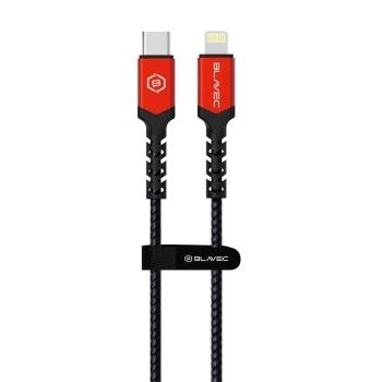 Kabel pleciony Typ C na Lightning Blavec Raptor PD 20W 2,4A 1m Czarny/Czerwony - 174468