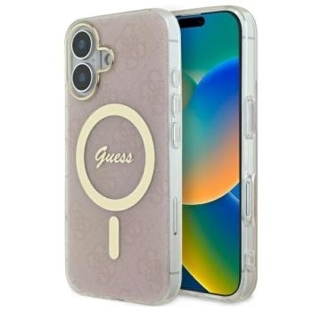 Markowy Hard Case Guess IML 4G Magsafe Apple iPhone 16 Różowy - 174949
