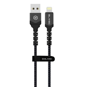 Kabel pleciony iPhone Lightning Blavec Raptor 2,4A 1m Apple CarPlay Czarny/Szary - 206984