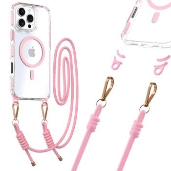 Tel Protect Strap Clear Case do Iphone 16 Pro różowy - 179754