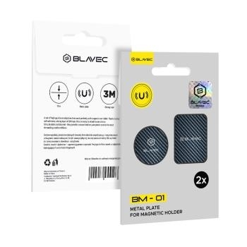 Blaszka do uchwytu magnetycznego Blavec BM-01 zestaw 2 sztuk okrągła (40mm) i prostokątna (40x58mm) Carbon - 180312