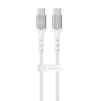 Kabel pleciony Typ C na Typ C Blavec Raptor PD 100W 5A 2m Apple CarPlay/Android Auto Biały/Srebrny - 209201