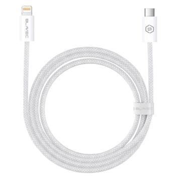 Kabel oplot Typ C na Lightning Blavec Candy PD 20W 2,4A 3m Apple CarPlay Biały - 193549