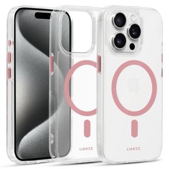 Markowy Silikon Liavec Glossy Magsafe Clear Case Apple iPhone 15 Różowy - 194941