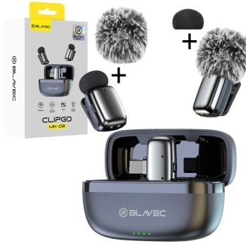 Blavec Mikrofon Bezprzewodowy Krawatowy x 2 MK-03 ClipGo Typ C (LMMK03-S) srebrny - 207228