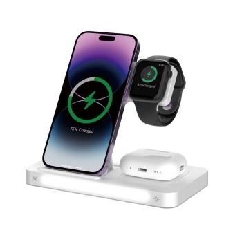 Ładowarka Indukcyjna 3w1 z lampką Devia Smart 15W Biały - 199359