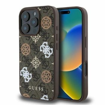 Markowy Hard Case Guess PU Peony on 4G Background Apple iPhone 16 Pro Brązowy - 200041