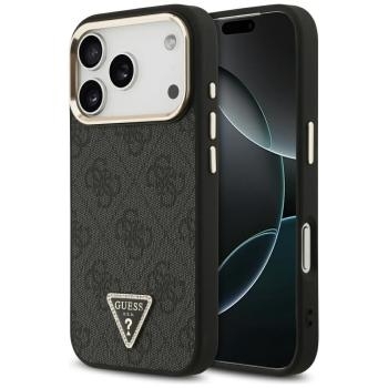 Markowy Hard Case Guess 4G PU Leather Case With Triangle Logo And Gold Metal Camera Frame Apple iPhone 17 Pro Czarny - 201464