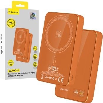 Power Bank 10000mAh Typ C magnetyczny indukcyjny Magsafe 3w1 Blavec BJ-04 Slim 13,5mm 22,5W Pomarańczowy - 209197