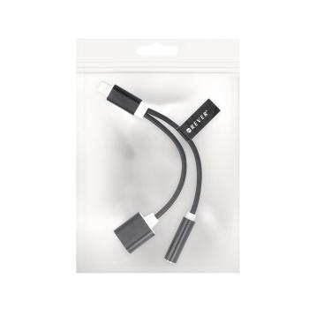 Adapter Ładowania HF/audio + ładowanie Ipho7 - Jack 3,5mm Czarny