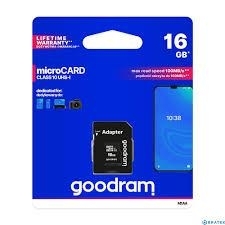 Karta Pamięci Goodram 16GB z adapterem UHS I CLASS 10