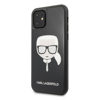 Markowy Hard Case Karl Lagerfeld Iconic Glitter Karl`s Head Apple iPhone 11 Czarny