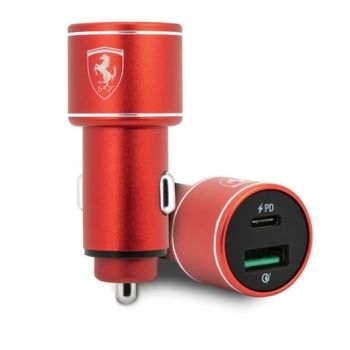 Ładowarka Samochodowa Ferrari FEOCCALBK QC3.0 + PD36W Power Delivery Fast Charge Czerwony