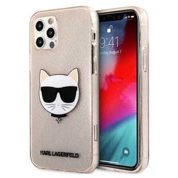Markowy Hard Case Karl Lagerfeld Choupette Head Glitter Apple iPhone 12/12 Pro Złoty