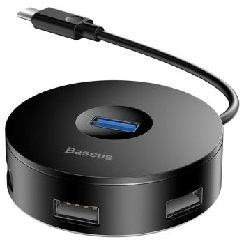 HUB Baseus adapter przejściówka Typ C na USB3.0 + 3x USB2.0 + Micro USB do MacBook / PC Szary