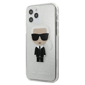 Markowy Hard Case Karl Lagerfeld Iconik Glitter Apple iPhone 12 / 12 Pro Srebrny