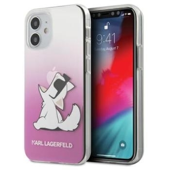 Markowy Hard Case Karl Lagerfeld Choupette Eat Apple iPhone 12 Mini Różowy