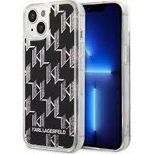 Markowy Hard Case Karl Lagerfeld Liquid Glitter Monogram Apple iPhone 14 Czarny