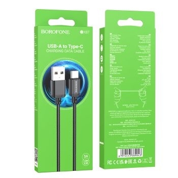 Kabel USB Typ C Borofone BX87 Sharp 3A 1m Czarny