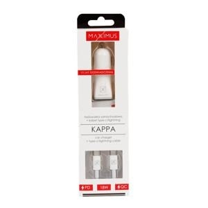 Ładowarka Samsung USB + USB Typ C MX Kappa 18W PD+QC + Kabel USB Typ C na iPhone Lightning Biały