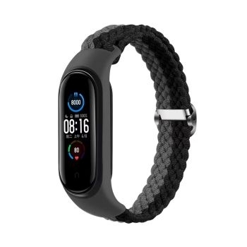 Opaska pleciona Mi Band 5 / 6 / 7 Szary/Czarny