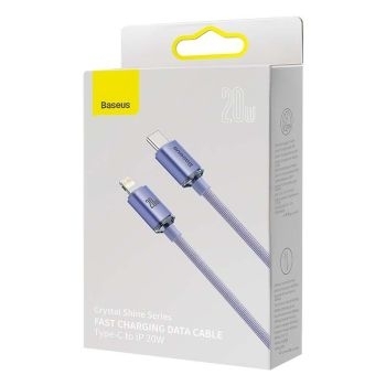 Kabel Typ C na iPhone Lightning Baseus Crystal Shine PD 20W 2m Fioletowy