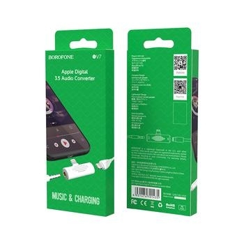 Adapter Audio - Lightning na Lightning + Jack 3,5mm Borofone BV7 Biały