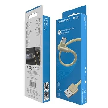 Kabel USB Typ C kątowy Borofone BX26 Express 3A 1m Szary