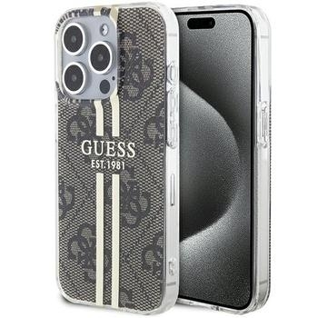 Markowy Hard Case Guess  4G Gold Stripe Apple iPhone 15 Pro Max Brązowy