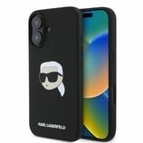 Markowy Hard Case Karl Lagerfeld Silicone KL Head Print MagSafe Apple iPhone 16 Czarny