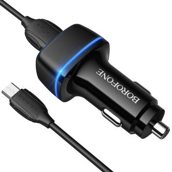 Ładowarka Samochodowa 2xUSB Borofone BZ14 Max 2,4A + Kabel Micro USB Czarny