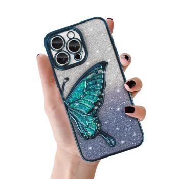Butterfly Water Case Apple iPhone 16 Pro Niebieski