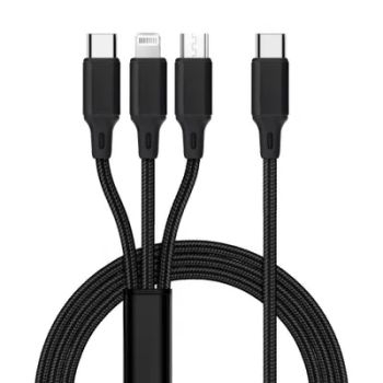 Kabel 3w1 Typ C do Lightning / Typ C / Micro USB 2,4A C171 1,2 m Czarny