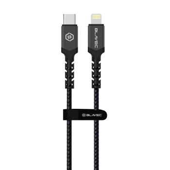 Kabel pleciony Typ C na Lightning Blavec Raptor PD 20W 2,4A 3m Czarny/Szary