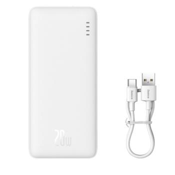 Powerbank 10000mah Baseus Airpow 20W Plus + Kabel USB Typ C 30cm Biały