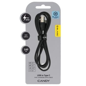 Kabel oplot Typ C Blavec Candy PD 60W 3A 1m Apple CarPlay/Android Auto Czarny