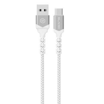 Kabel pleciony USB Typ C Blavec Raptor 3A 1m Apple CarPlay/Android Auto Biały/Srebrny