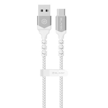 Kabel pleciony USB Typ C Blavec Raptor PD 66W 6A 2m Apple CarPlay/Android Auto Biały/Srebrny
