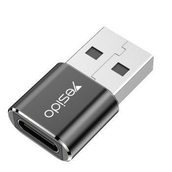 Adapter OTG USB (męski) na Typ C (żeński) Yesido GS09 Czarny