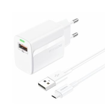 Ładowarka sieciowa USB Foneng EU64 18W + Kabel Micro USB Biały
